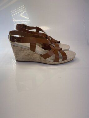 Cole Haan Women's Crystal Brown Espadrille Wedge Sandal 70mm Sz 11